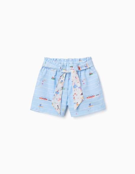 Short en coton avec imprimé carolina celas x zippy Bleu clair 1 - vertbaudet enfant 