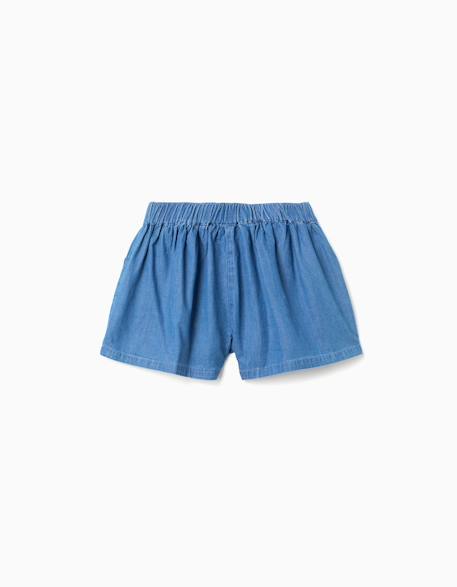 Short en jean avec taille élastique et poches Bleu clair 2 - vertbaudet enfant 