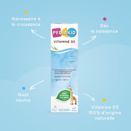 Vitamine d3 100% d'origine naturelle bébé enfant 200 ui 20ml MULTICOLORE 4 - vertbaudet enfant 