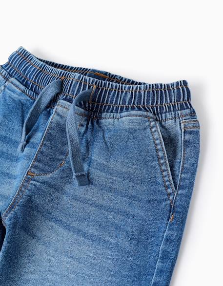 Short midi en jean à enfiler avec cordon Bleu+Bleu clair+Bleu foncé 4 - vertbaudet enfant 