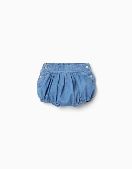 Short en jean avec taille et ourlets élastiqués Bleu 1 - vertbaudet enfant 