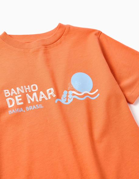 T-shirt en coton avec imprimé sou do sol Blanc+Orange sombre+Vert clair 6 - vertbaudet enfant 