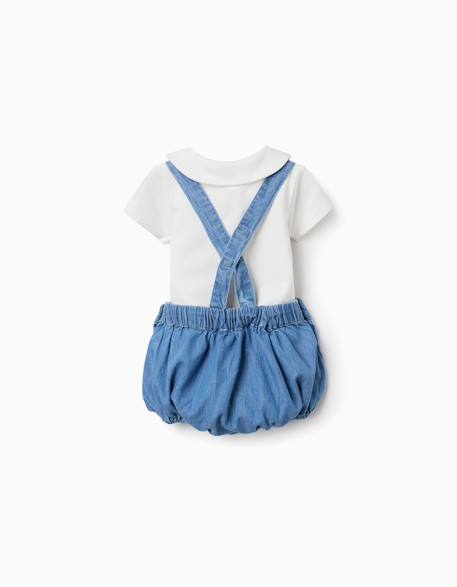 Ensemble body en coton + barboteuse en jean Bleu 2 - vertbaudet enfant 