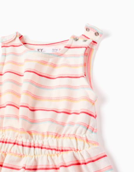Combishort en coton à rayures et poches cargo Blanc 3 - vertbaudet enfant 