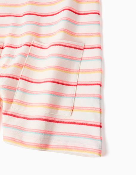 Combishort en coton à rayures avec poches avant Blanc 4 - vertbaudet enfant 