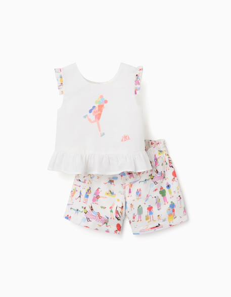 Blouse sans manches et short avec imprimé carolina celas x zippy Blanc 2 - vertbaudet enfant 