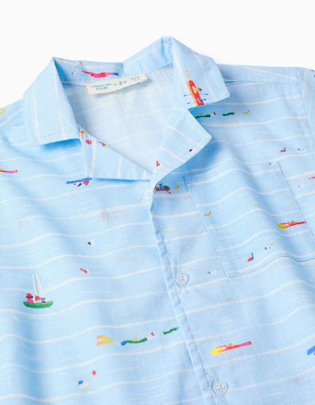 Chemise en coton avec imprimé carolina celas x zippy Bleu clair 4 - vertbaudet enfant 