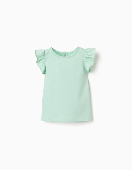 T-shirt avec manches à volants et col rond Beige clair+Corail clair+Jaune clair+Vert clair 10 - vertbaudet enfant 