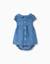 Robe en jean avec broderie et volants Bleu 2 - vertbaudet enfant 