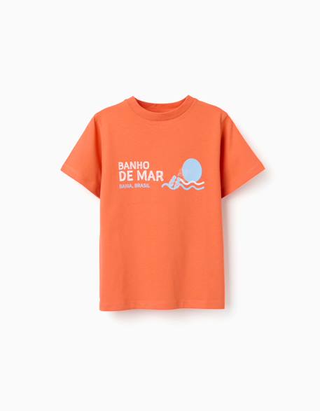 T-shirt en coton avec imprimé sou do sol Blanc+Orange sombre+Vert clair 4 - vertbaudet enfant 