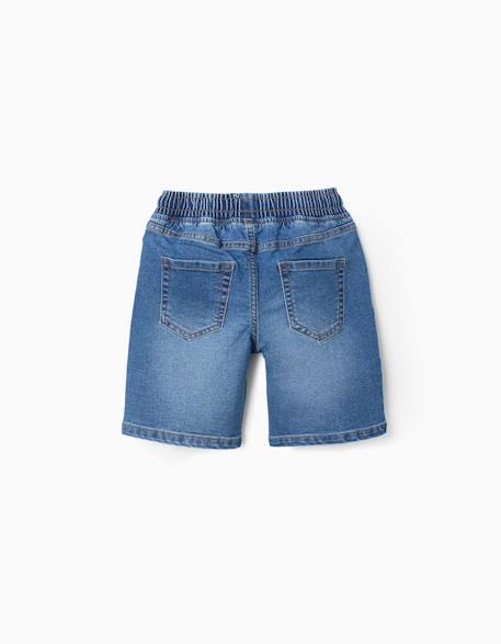 Short midi en jean à enfiler avec cordon Bleu+Bleu clair+Bleu foncé 2 - vertbaudet enfant 