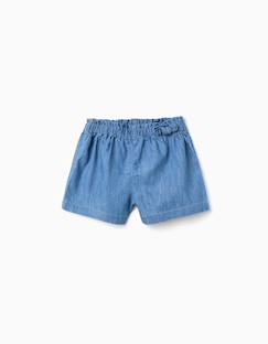 -Short paperbag en jean avec nœud décoratif