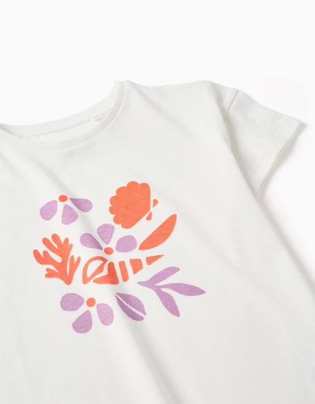 T-shirt en coton avec imprimé étoile de mer Blanc+Jaune clair+Vert clair 3 - vertbaudet enfant 