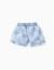 Short en jean à carreaux et ourlets à volants Bleu clair 2 - vertbaudet enfant 