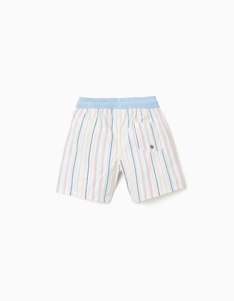 Short de bain à rayures ethniques et cordon b&s Bleu clair 3 - vertbaudet enfant 