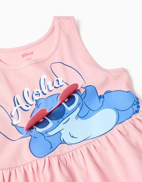 Débardeur en coton avec imprimé stitch Rose clair 4 - vertbaudet enfant 