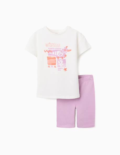 Ensemble t-shirt et cycliste en coton Blanc 1 - vertbaudet enfant 