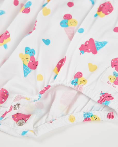 Barboteuse en tricot pour nouveau-né avec imprimé glaces Blanc 4 - vertbaudet enfant 