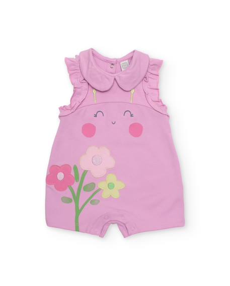 Barboteuse en tricot pour nouveau-né avec fleurs appliquées Rose 1 - vertbaudet enfant 