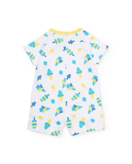 Barboteuse en tricot pour nouveau-né avec poche sur le devant Blanc 2 - vertbaudet enfant 