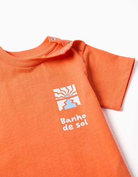 T-shirt en coton avec imprimé mais mar Blanc+Orange sombre+Vert clair 7 - vertbaudet enfant 