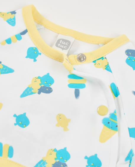 Barboteuse en tricot pour nouveau-né avec poche sur le devant Blanc 3 - vertbaudet enfant 
