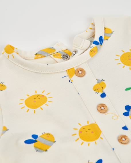 Pyjama en tricot pour nouveau-né avec fermeture pression Jaune 3 - vertbaudet enfant 