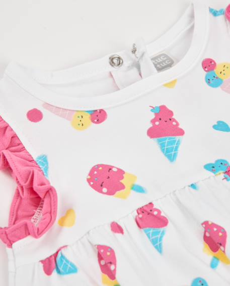 Barboteuse en tricot pour nouveau-né avec imprimé glaces Blanc 3 - vertbaudet enfant 