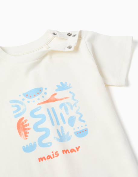 T-shirt en coton avec imprimé mais mar Blanc+Orange sombre+Vert clair 3 - vertbaudet enfant 