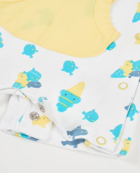 Barboteuse en tricot pour nouveau-né avec poche sur le devant Blanc 4 - vertbaudet enfant 