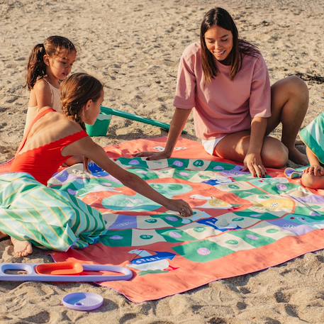 Serviette de plage 2 en 1 jeu de l'oie (180 x 180 cm) Orange, bleu, jaune 5 - vertbaudet enfant 