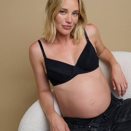 Soutien-gorge de grossesse emboitant en dentelle sweet Noir+Rose 4 - vertbaudet enfant 