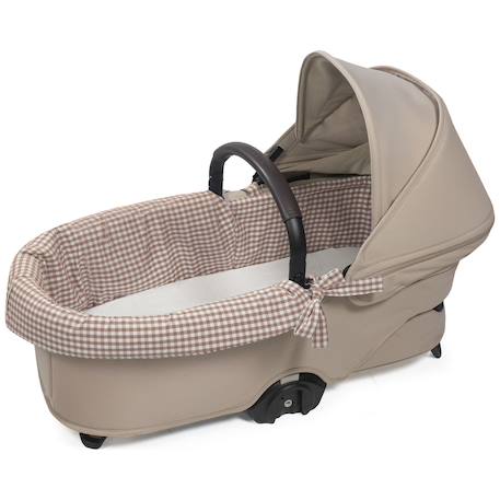 Housse de nacelle et drap housse pour nacelle praliné vichy rayures moka Marron+Vert 4 - vertbaudet enfant 