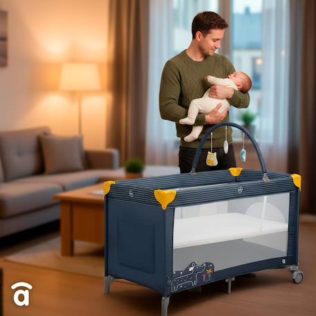 Lit de voyage double hauteur Complet Duo Hérisson vert+Hibou Beige+Petit chien gris 14 - vertbaudet enfant 