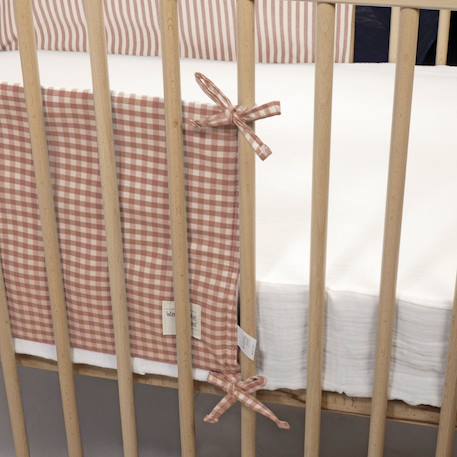 Tour de lit praliné vichy rayures moka (120x60 cm) Marron 6 - vertbaudet enfant 