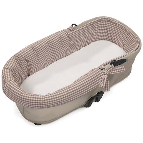 Housse de nacelle et drap housse pour nacelle praliné vichy rayures moka Marron+Vert 6 - vertbaudet enfant 