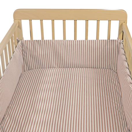 Tour de lit praliné vichy rayures moka (120x60 cm) Marron 3 - vertbaudet enfant 