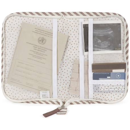 Protège carnet de santé praliné rayures moka Marron+Vert 2 - vertbaudet enfant 