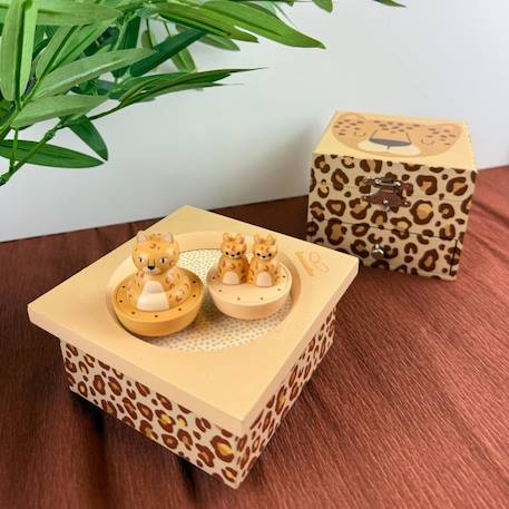 Boîte à bijoux musicale cube léopard Marron, beige, noir 2 - vertbaudet enfant 