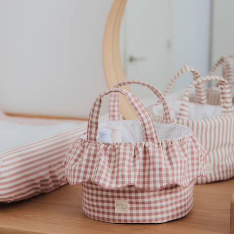 Panier de rangement praliné vichy moka Marron 4 - vertbaudet enfant 