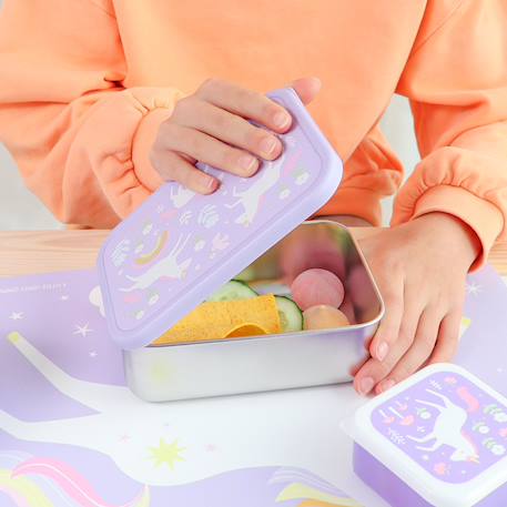 Lunch box en acier inoxydable rêves de licorne Violet, blanc, rose 3 - vertbaudet enfant 