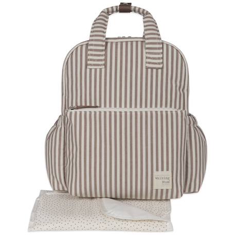Sac à dos à langer praliné rayures moka Marron+Vert 1 - vertbaudet enfant 