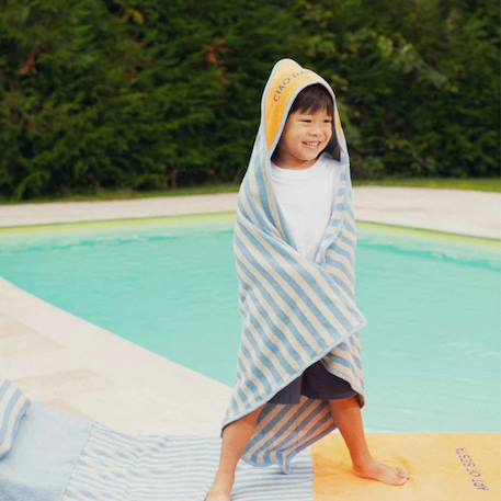 Cape de bain bébé summer forever éponge (80 x 80 cm) Bleu, orange 2 - vertbaudet enfant 