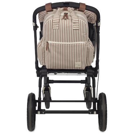 Sac à dos à langer praliné rayures moka Marron+Vert 2 - vertbaudet enfant 