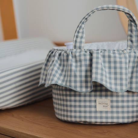 Panier de rangement praliné vichy moka Marron+Vert 9 - vertbaudet enfant 