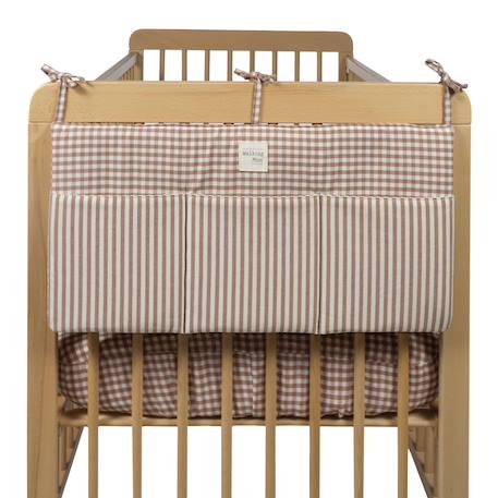 Organisateur de lit praliné vichy rayures moka Marron+Vert 2 - vertbaudet enfant 