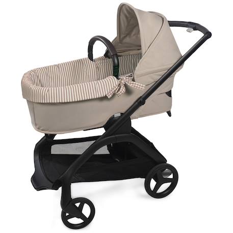 Housse de nacelle et drap housse pour nacelle praliné vichy rayures moka Marron+Vert 1 - vertbaudet enfant 