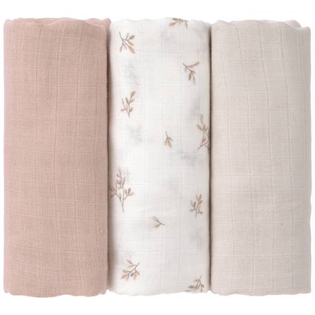 Lot de 3 langes mousseline miracle of nature (80x80 cm) Beige, blanc 2 - vertbaudet enfant 