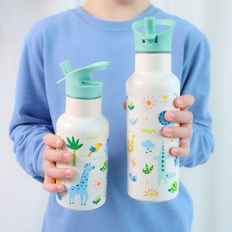 Gourde isotherme jungle (350 ml) Blanc, vert, bleu 5 - vertbaudet enfant 