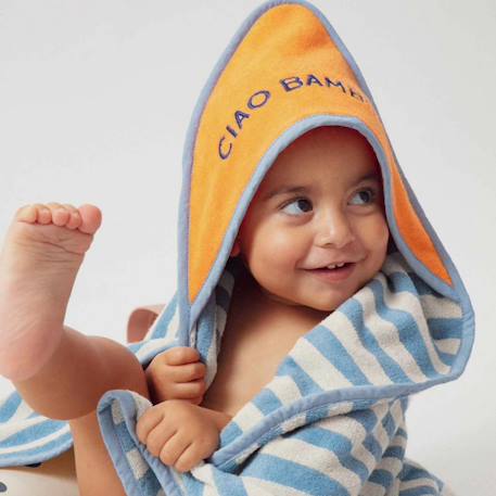 Cape de bain bébé summer forever éponge (80 x 80 cm) Bleu, orange 3 - vertbaudet enfant 